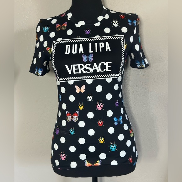 VERSACE X DUA LIPA EMBROIDERED BUTTERFLY TOP SIZE 40 - Picture 3 of 7
